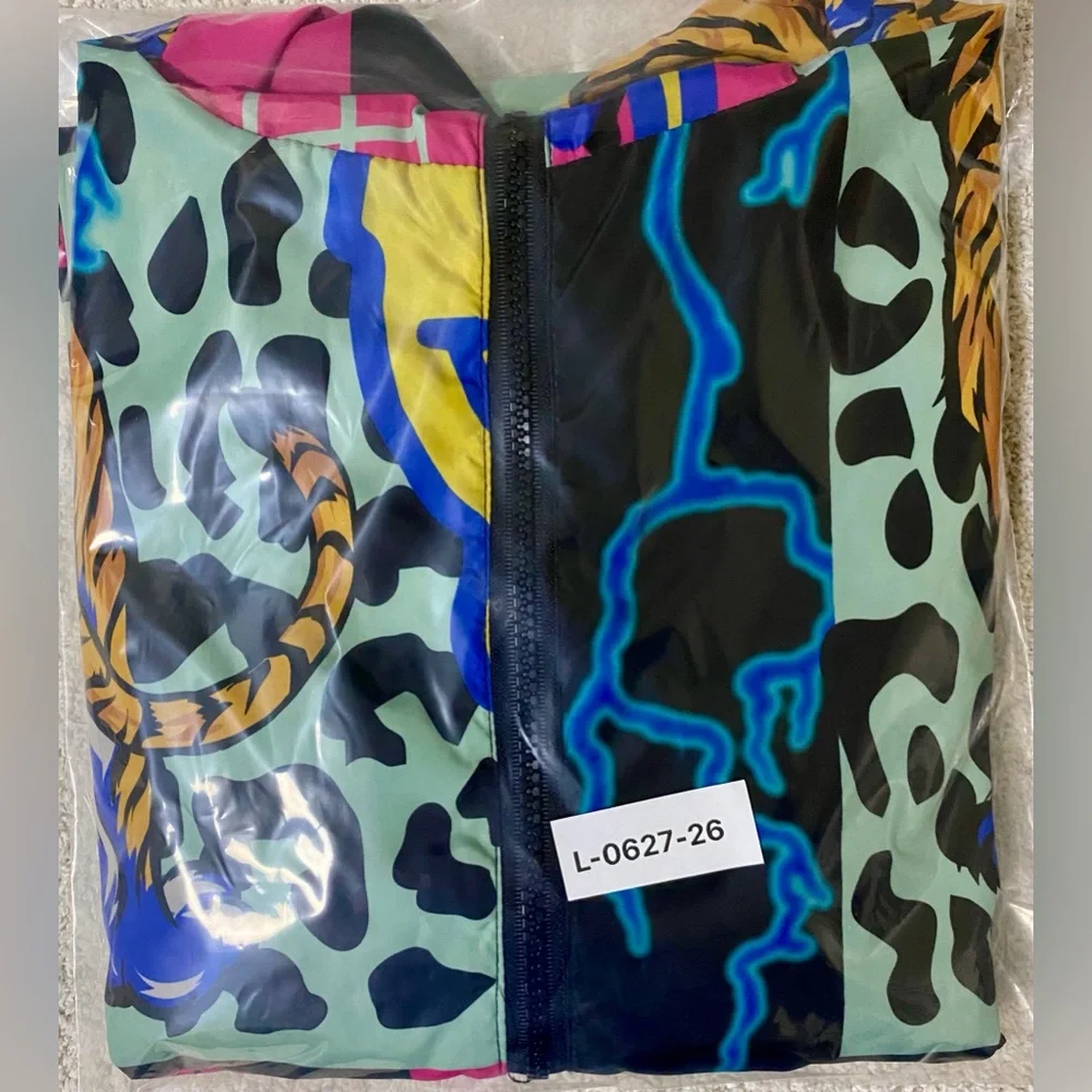 Reason Brand AOP AllOver Print Half-Zip Pullover Hooded Jacket Smiley Tiger RSN - Picture 14 of 14